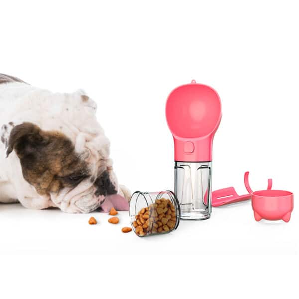 כלב לועס בקבוק ורוד מים לכלבים 3 מוצרים ב 1 מתקן.